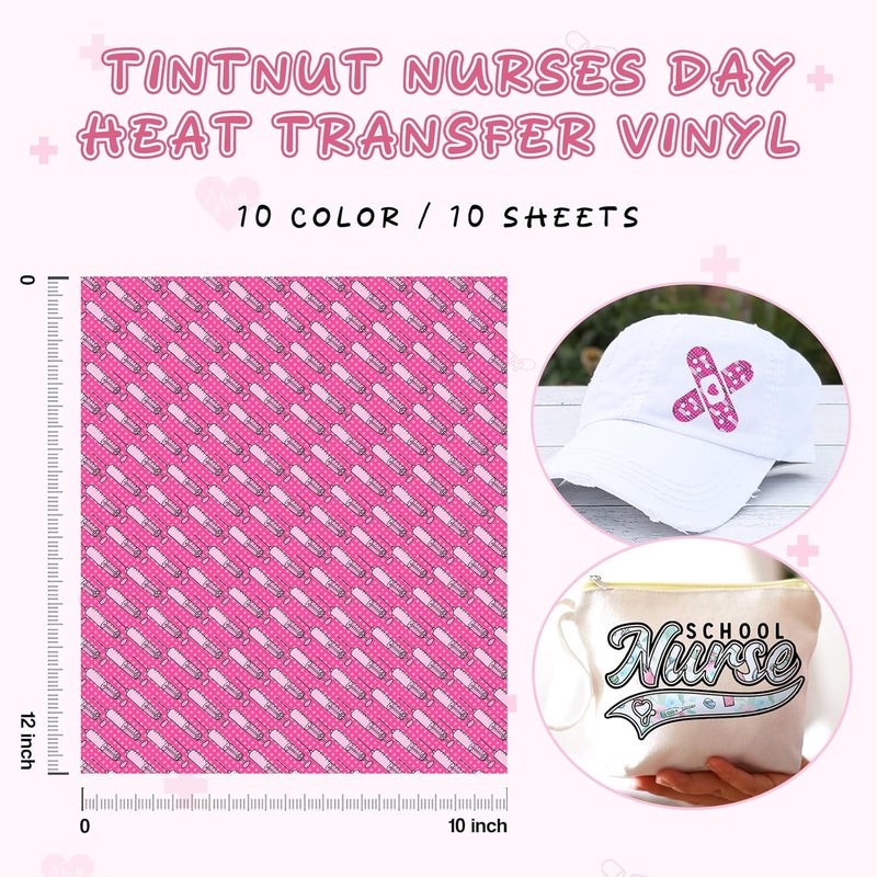 Tintnut Medical Stethoscope Patterned Heat Transfer Vinyl - 10 Sheets 12" x10 Hospital Nurse HTV Iron on Vinyl for DIY Fabrics - Image 2